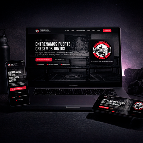 Mockup del sitio web Team Aguilera Boxeo desarrollado por Mylo Soul Studio