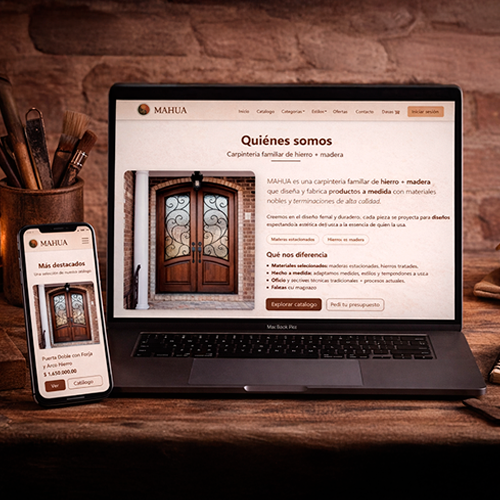 Mockup del ecommerce MAHUA desarrollado con PHP y MySQL
