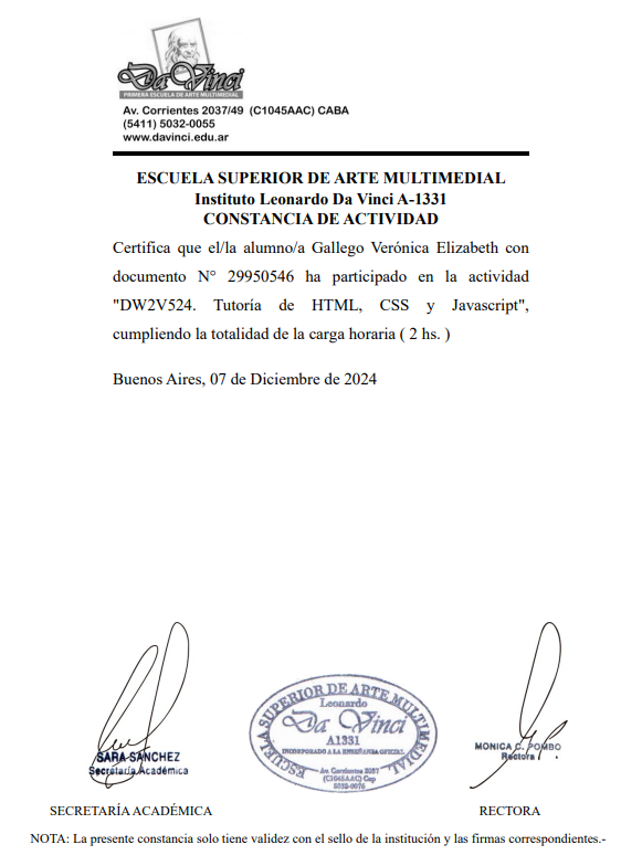 Certificado Tutoría HTML CSS JS